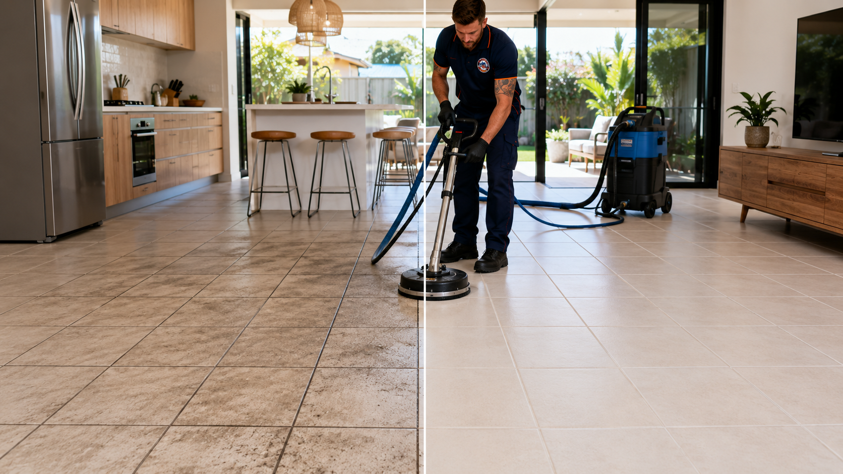 99 Degree tile and grout cleaning before and after Melbourne