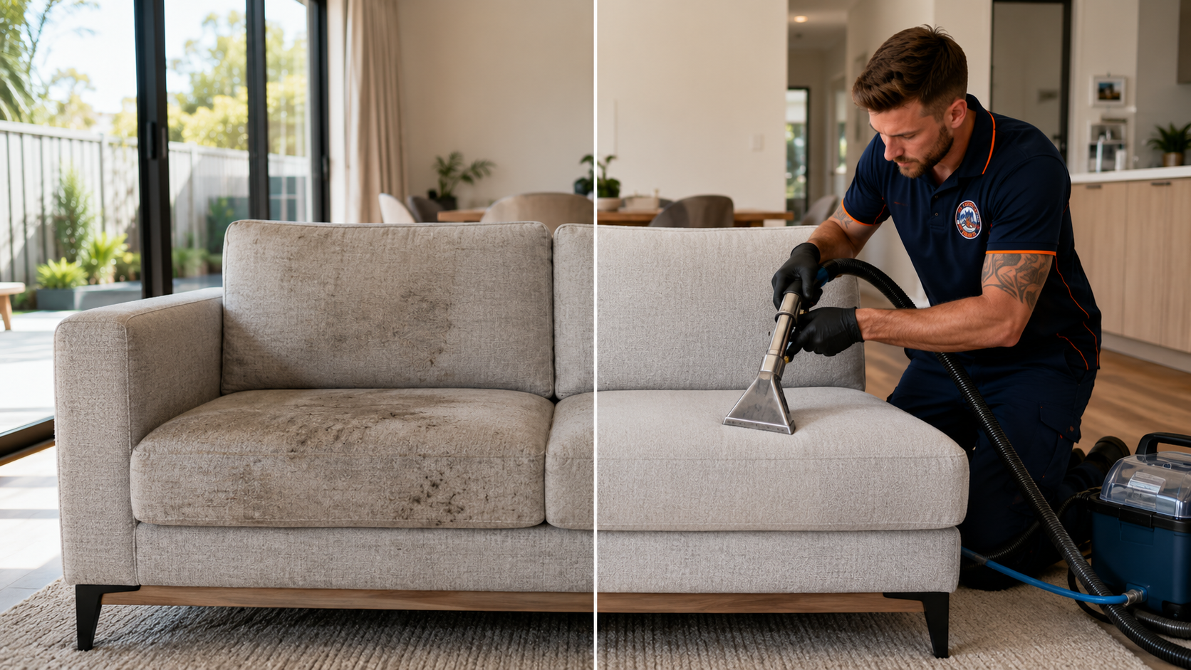 99 Degree upholstery cleaning before and after Melbourne